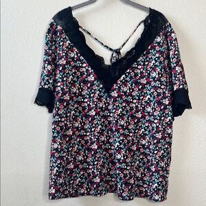 SHEIN Curve‎ Blouse Lace V Neck Floral Size 2X